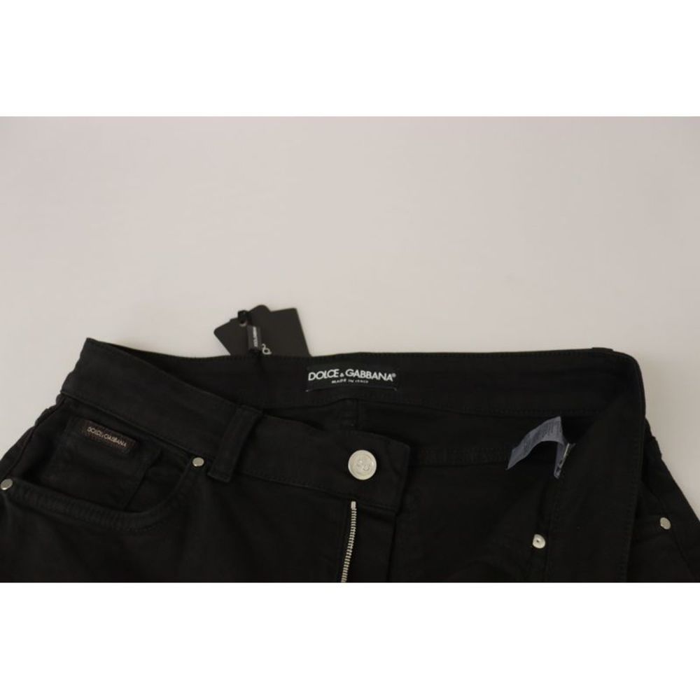 Dolce & Gabbana Black Mid Waist Skinny Denim Cotton Women's Jeans - Picture 6 of 6
